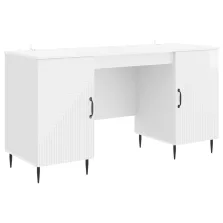   vidaXL Asztal polcokkal Magasfényű Fehér 142,5 x 50 x 75 cm Szerelt Fa