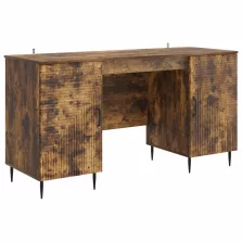   vidaXL Asztal polcokkal Füstös Tölgy 142,5 x 50 x 75 cm Szerelt Fa