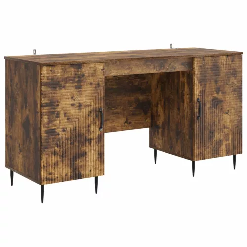 vidaXL Asztal polcokkal Füstös Tölgy 142,5 x 50 x 75 cm Szerelt Fa