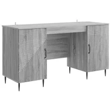   vidaXL Asztal polcokkal Szürke Sonoma 142,5 x 50 x 75 cm Szerelt Fa