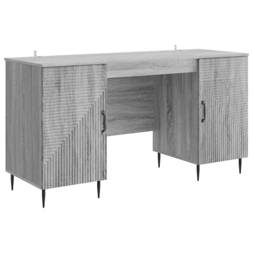 vidaXL Asztal polcokkal Szürke Sonoma 142,5 x 50 x 75 cm Szerelt Fa