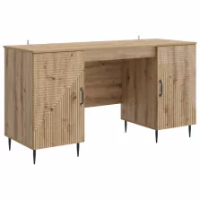   vidaXL Asztal polcokkal Kézműves Tölgy 142,5 x 50 x 75 cm Szerelt Fa