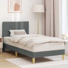   vidaXL Ágykeret fejtámlával Sötétszürke 90 x 190 cm szövet