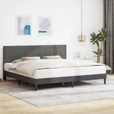   vidaXL Ágykeret fejtámlával Sötétszürke 180 x 200 cm Bársonyos szövet