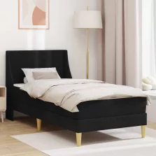   vidaXL Ágykeret matraccal fejtámlával Fekete 90 x 190 cm Poliészter