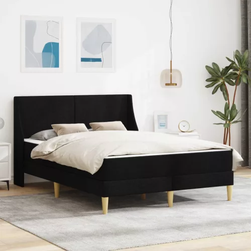 vidaXL Ágykeret matraccal fejtámlával Fekete 160 x 200 cm Poliészter