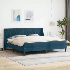   vidaXL Ágykeret matraccal matracmal Kék 200 x 200 cm Bársony