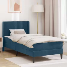 vidaXL Ágykeret matracmal Kék 90 x 200 cm Bársony