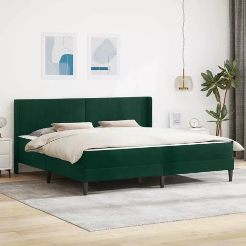vidaXL Ágykeret matracmal Sötétzöld 180 x 200 cm Bársony