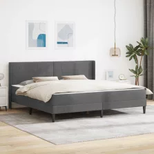   vidaXL Ágykeret matracmal Sötétszürke 200 x 200 cm Bársony