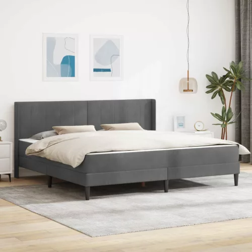vidaXL Ágykeret matracmal Sötétszürke 200 x 200 cm Bársony