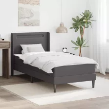 vidaXL Ágykeret matraccal Szürke 90 x 190 cm Műbőr