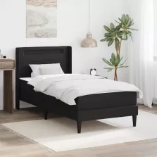 vidaXL Ágykeret matraccal Fekete 90 x 200 cm Műbőr
