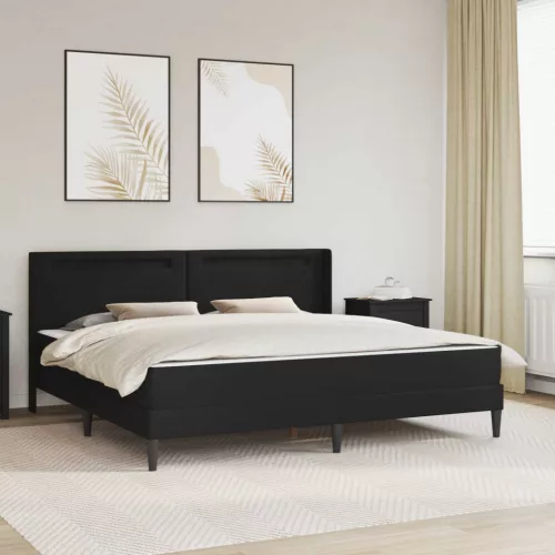 vidaXL Ágykeret matraccal Fekete 180 x 200 cm Műbőr