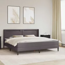 vidaXL Ágykeret matraccal Szürke 200 x 200 cm Műbőr