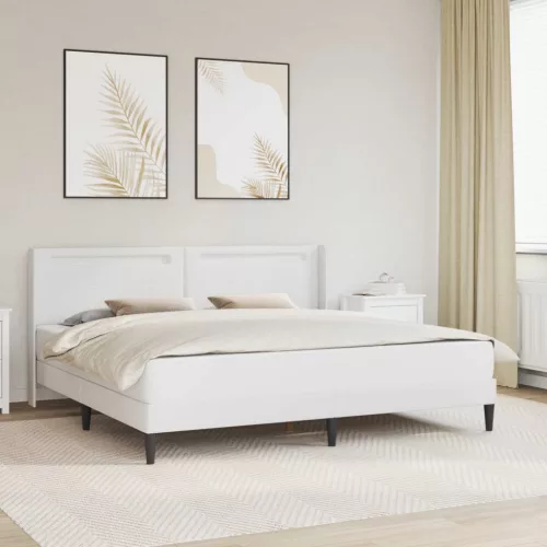 vidaXL Ágykeret matraccal Fehér 200 x 200 cm Műbőr