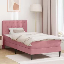   vidaXL Ágykeret matraccal fejtámlával Rózsaszín 100 x 200 cm Bársony