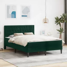   vidaXL Ágykeret matraccal fejtámlával Sötétzöld 120 x 200 cm Bársony