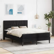   vidaXL Ágykeret matraccal fejtámlával Fekete 140 x 190 cm Bársony