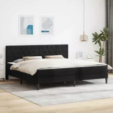   vidaXL Ágykeret matraccal fejtámlával Fekete 200 x 200 cm Bársony
