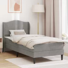   vidaXL Ágykeret fejtámlával Világosszürke 100 x 200 cm Bársony