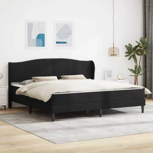 vidaXL Ágykeret fejtámlával Fekete 180 x 200 cm Bársony