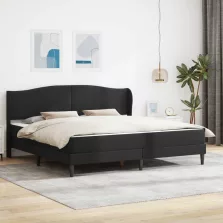 vidaXL Ágykeret fejtámlával Fekete 180 x 200 cm Műbőr