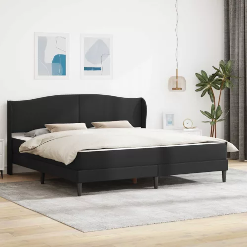 vidaXL Ágykeret fejtámlával Fekete 180 x 200 cm Műbőr