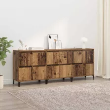   vidaXL Oldalszekrények 3 pcs Öreg fa 60 x 35 x 70 cm Faanyag