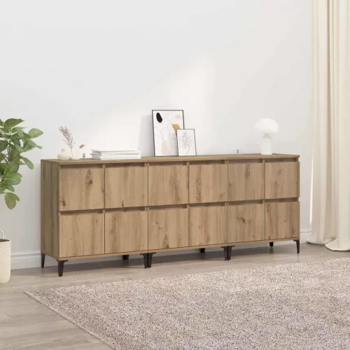 vidaXL Oldalszekrények 3 pcs Artisan tölgy 60 x 35 x 70 cm Faanyag