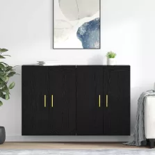   vidaXL Fali szekrény 2 pcs Fekete tölgy 69,5 x 34 x 90 cm Faanyag