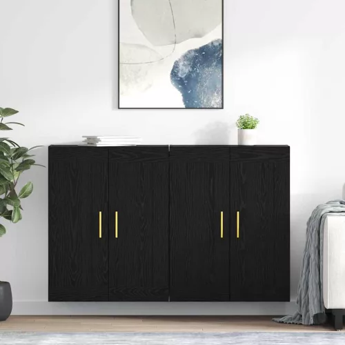 vidaXL Fali szekrény 2 pcs Fekete tölgy 69,5 x 34 x 90 cm Faanyag