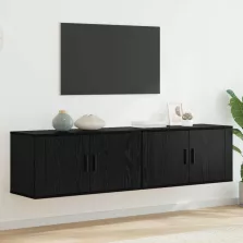   vidaXL Fali TV szekrény szett 2 pcs Fekete tölgy 80 x 34,5 x 40 cm