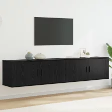   vidaXL Fali TV szekrény szett 2 pcs Fekete tölgy 100 x 34,5 x 40 cm