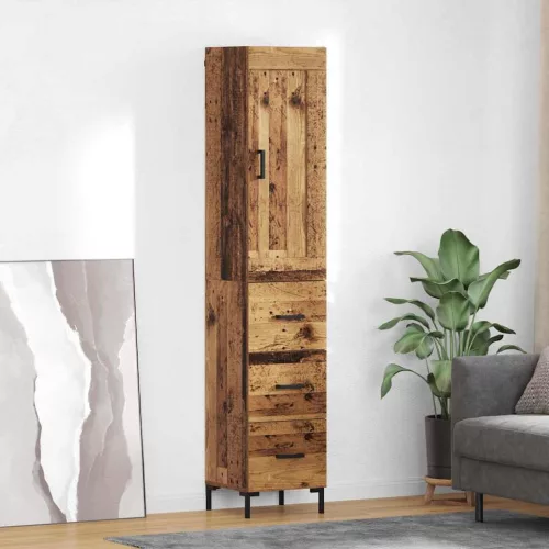 vidaXL Magasfiú fiókkal Öreg fa 34,5 x 34 x 180 cm Faanyag