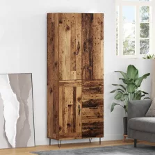   vidaXL Magasfiú fiókkal 2 pcs Öreg fa RÉtegelt fa és üveg