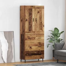   vidaXL Magasfiú fiókkal 2 pcs Öreg fa Műanyag Fa és Üveg