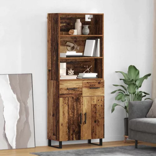 vidaXL Magasfiú fiókkal Öreg fa 69,5 x 34 x 180 cm Faanyag