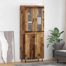 vidaXL Magasfiú 2 pcs Öreg fa Műanyag Fa és Üveg