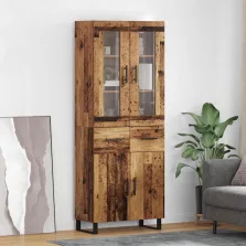   vidaXL Magasfiú fiókkal 2 pcs Öreg fa Műanyag Fa és Üveg
