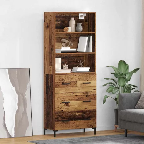 vidaXL Magasfiú fiókkal Öreg fa 69,5 x 34 x 180 cm Faanyag