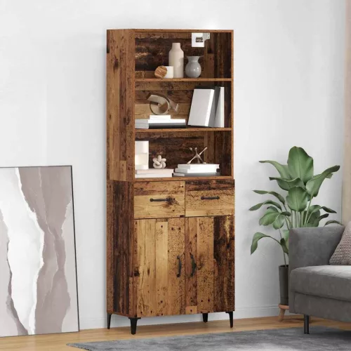 vidaXL Magasfiú fiókkal Öreg fa 69,5 x 34 x 180 cm Faanyag