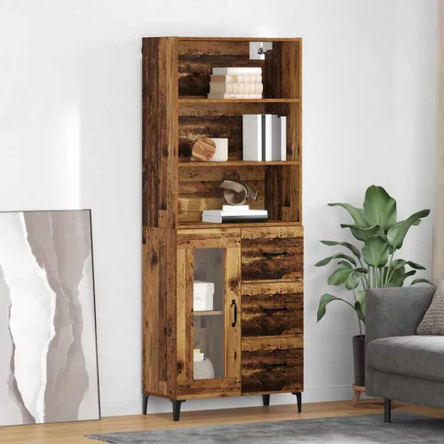 vidaXL Magasfiú fiókkal Öreg fa 69,5 x 34 x 180 cm Faanyag