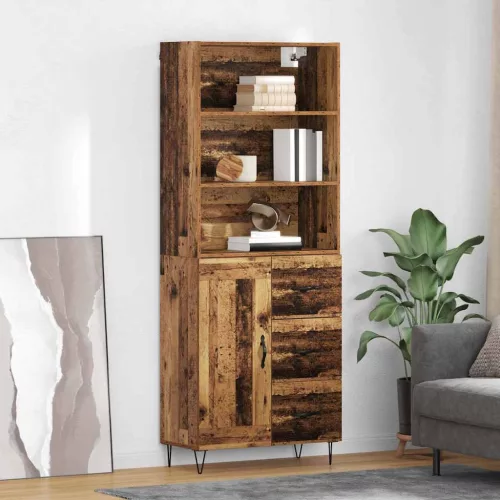 vidaXL Magasfiú fiókkal Öreg fa 69,5 x 34 x 180 cm Faanyag
