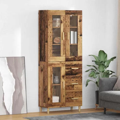 vidaXL Magasfiú fiókkal Öreg fa 69,5 x 34 x 180 cm Faanyag