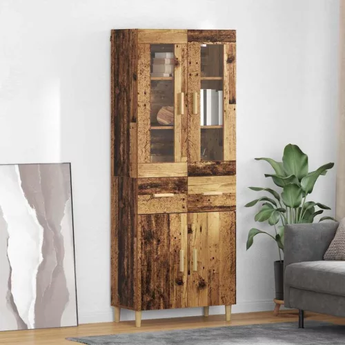 vidaXL Magasfiú fiókkal Öreg fa 69,5 x 34 x 180 cm Faanyag