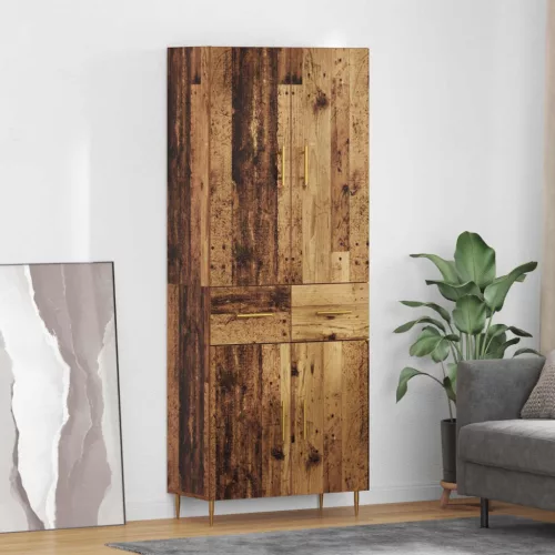 vidaXL Magasfiú Falra szerelhető Öreg fa 69,5 x 34 x 180 cm Faanyag