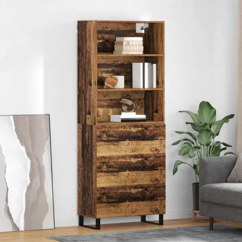 vidaXL Magasfiú fiókkal Öreg fa 69,5 x 34 x 180 cm Faanyag
