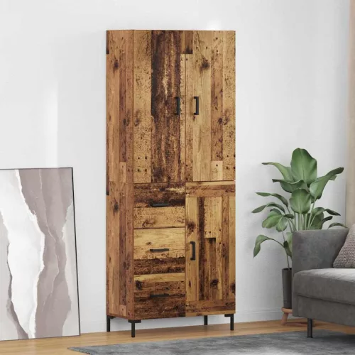 vidaXL Magasfiú Falra szerelhető Öreg fa 69,5 x 34 x 180 cm Faanyag