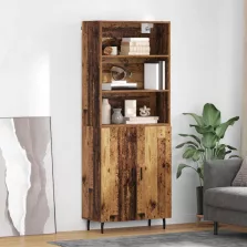   vidaXL Magasfiú Öreg fa 69,5 x 34 x 180 cm Műanyag Fa és Üveg